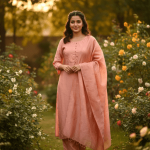 PODIYO-Peach Salwar Kameez Suit Set